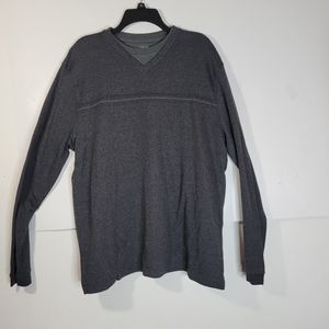 Mens Van Heusen Long Sleeve Gray V neck Sweater Size XL
